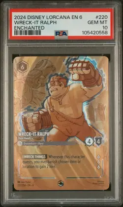 Disney Lorcana ENCHANTED Wreck it Ralph Ham Hands #220 PSA 10 #0558 - Image 1