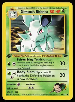 Giovanni's Nidorina 44/132 Uncommon 1st Edition Gym Challenge Pokemon Card - Image 1