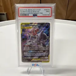 2019 SM Black Star Mewtwo & Mew GX promo SM191 pokemon cards PSA 9 - Image 1