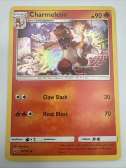 Pokemon TCG Charmeleon 19/147 Burning Shadows Uncommon Holo Card 2017 LP - Image 1