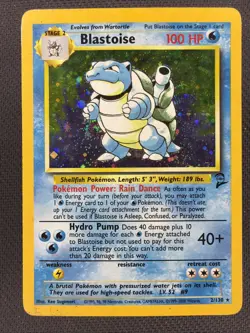 Pokemon TCG Blastoise Holo Unlimited Rare Card 2/130 Base Set 2 W/ Swirl! - Image 1
