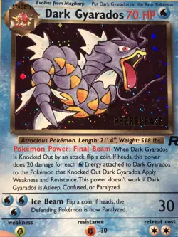 Pokemon Card TCG Dark Gyarados Holo Rare Card 8/82 Prerelease - Image 2