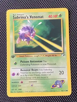 Sabrina's Venonat 96/132 1st Edition Gym Heroes Pokemon Card LP+ - Image 1