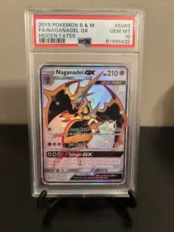 2019 Pokemon Hidden Fates Shiny FA Naganadel GX Card SV63 - PSA 10 Gem Mint! - Image 1