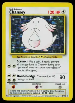 Pokemon Card - Chansey Base Set Unlimited 3/102 Holo Holo Rare - Image 1