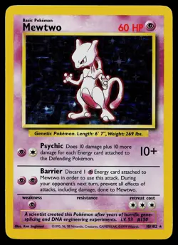 Pokemon Card - Mewtwo Base Set Unlimited 10/102 Holo Holo Rare - Image 1