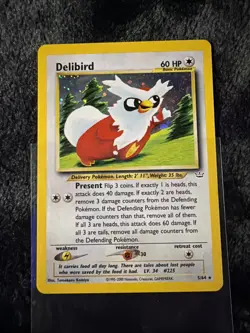 Pokemon TCG Delibird 5/64 Neo Revelation Holo Rare Card- DMG - Image 1