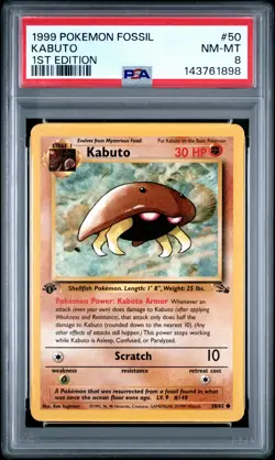 1999 POKEMON FOSSIL 1ST EDITION #50 KABUTO PSA 8 - Image 1