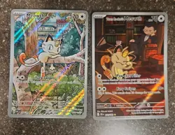 Pokemon Meowth (Team Rocket's & Phantasmal Flames) Lot Of 2 Illustration Rare's - Image 1