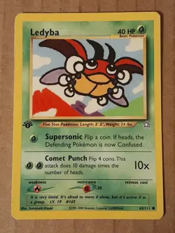 Pokemon Ledyba 63/111 Neo Genesis 1st Edition LP See Pictures - Image 1