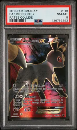 2016 POKEMON XY FATES COLLIDE #119 FULL ART/UMBREON EX PSA 8 - Image 1