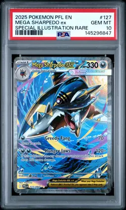 2025 POKEMON PHANTASMAL FLAMES SPECIAL ILLUSTRATION RARE MEGA SHARPEDO EX PSA 10 - Image 1