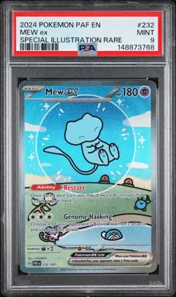 2024 POKEMON PAF EN-PALDEAN FATES SPECIAL ILLUSTRATION RARE #232 MEW EX PSA 9 - Image 1