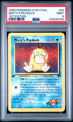 2000 POKEMON GYM CHALLENGE 1ST EDITION #90 MISTY'S PSYDUCK PSA 9 - Image 1