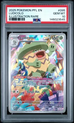 2025 POKEMON PFL EN-PHANTASMAL FLAMES ILLUSTRATION RARE #095 LUDICOLO PSA 10 - Image 1