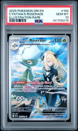 2025 POKEMON DESTINED RIVALS ILLUSTRATION RARE #184 CYNTHIA'S ROSERADE PSA 10 - Image 1