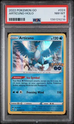 2022 POKEMON GO #024 ARTICUNO-HOLO PSA 8 - Image 1