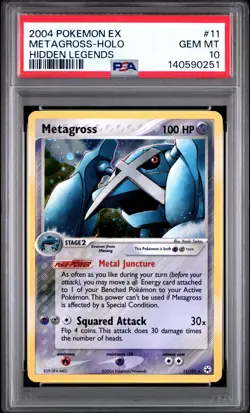 2004 POKEMON EX HIDDEN LEGENDS #11 METAGROSS-HOLO PSA 10 - Image 1