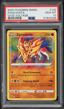 2020 POKEMON SWORD & SHIELD VIVID VOLTAGE #102 ZAMAZENTA PSA 10 - Image 1