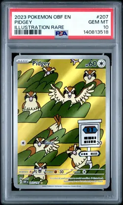 2023 POKEMON OBF EN-OBSIDIAN FLAMES ILLUSTRATION RARE #207 PIDGEY PSA 10 - Image 1