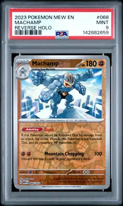 2023 POKEMON MEW EN-151 REVERSE HOLO #068 MACHAMP PSA 9 - Image 1