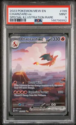 2023 POKEMON MEW EN-151 SPECIAL ILLUSTRATION RARE #199 CHARIZARD EX PSA 9 - Image 1