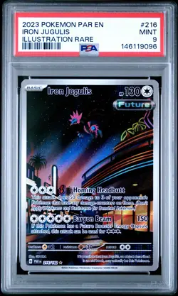 2023 POKEMON PAR EN-PARADOX RIFT ILLUSTRATION RARE #216 IRON JUGULIS PSA 9 - Image 1
