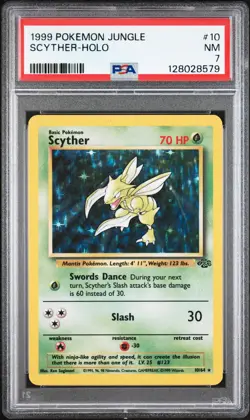 1999 POKEMON JUNGLE #10 SCYTHER-HOLO PSA 7 - Image 1
