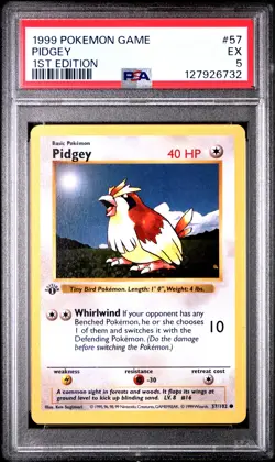 1999 POKEMON BASE SET 1ST EDITION #57 PIDGEY PSA 5 - Image 1