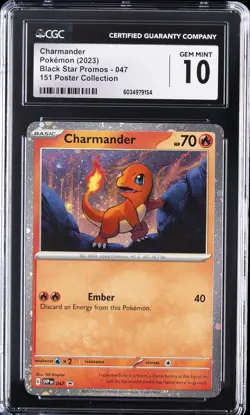 2023 POKEMON 151 PROMO POSTER COLLECTION #047 CHARMANDER CGC 10 - Image 1