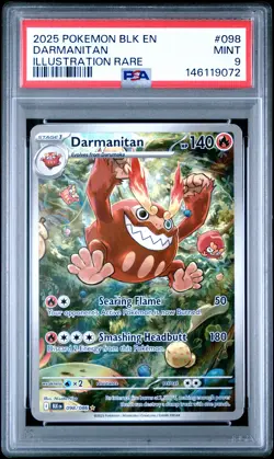2025 POKEMON BLK EN-BLACK BOLT ILLUSTRATION RARE #098 DARMANITAN PSA 9 - Image 1