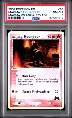 2004 POKEMON EX TEAM MAGMA VS TEAM AQUA TEAM MAGMA'S HOUNDOUR-REVERSE FOIL PSA 8 - Image 1