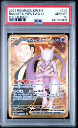 2025 POKEMON DRI EN-DESTINED RIVALS HYPER RARE TEAM ROCKET'S MEWTWO EX PSA 10 - Image 1