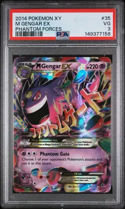 2014 Pokemon XY Phantom Forces M Gengar EX #35 PSA 3 - Image 1