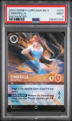 2024 DISNEY LORCANA URSULA'S RETURN ENCHANTED CINDERELLA MELODY WEAVER PSA 9 - Image 1