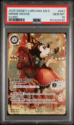 2025 DISNEY LORCANA EN 9-FABLED ICONIC MINNIE MOUSE SWEETHEART PRINCESS PSA 10 - Image 1