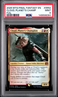 2025 MTG FINAL FANTASY FOIL #0552 CLOUD, PLANET'S CHAMPION PSA 9 - Image 1