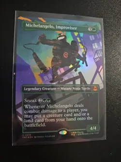Michelangelo, Improviser (Borderless) FOIL TMT 0219 Mythic Legendary Creature - Image 1