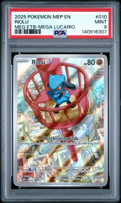 2025 POKEMON MEP EN-ME BLACK STAR PROMO #010 RIOLU PSA 9 - Image 1