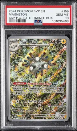 2024 POKEMON SURGING SPARKS POKEMON CENTER ETB PROMO SVP #159 MAGNETON PSA 10 - Image 1