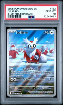 2025 POKEMON MEG EN-MEGA EVOLUTION ILLUSTRATION RARE #152 DELIBIRD PSA 10 - Image 1