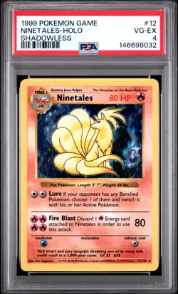 1999 POKEMON BASE SET SHADOWLESS #12 NINETALES-HOLO PSA 4 - Image 1