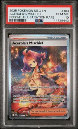 2025 POKEMON MEG EN-MEGA EVOLUTION #183 ACEROLA'S MISCHIEF PSA 10 - Image 1