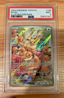 Pokemon TCG Eevee 188/167 Illustration Rare Twilight Masquerade MINT PSA 9 - Image 1