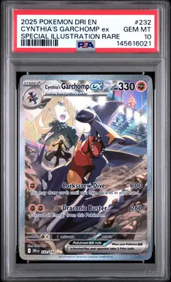 2025 POKEMON DRI SPECIAL ILLUSTRATION RARE #232 CYNTHIA'S GARCHOMP EX PSA 10 - Image 1