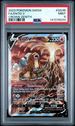 2023 POKEMON SWORD & SHIELD CROWN ZENITH #GG36 FULL ART/ENTEI V PSA 9 - Image 1