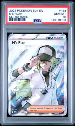 2025 POKEMON BLK EN-BLACK BOLT ULTRA RARE #163 N'S PLAN PSA 10 - Image 1