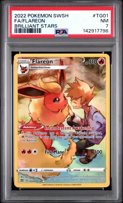 2022 POKEMON SWORD & SHIELD BRILLIANT STARS #TG01 FULL ART/FLAREON PSA 7 - Image 1