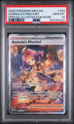 2025 POKEMON MEG SPECIAL ILLUSTRATION RARE #183 ACEROLA'S MISCHIEF PSA 10 - Image 1