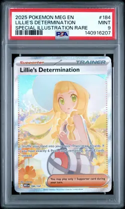2025 POKEMON MEG SPECIAL ILLUSTRATION RARE #184 LILLIE'S DETERMINATION PSA 9 - Image 1